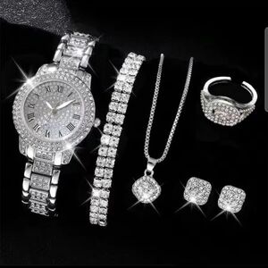 Elegant 6 Pcs Silver Jewelry Set for Women